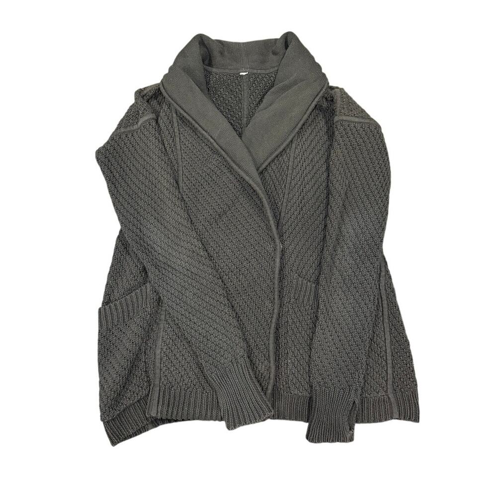Lululemon Post Practice Cardi Dark Grey/Black Oversized Cardigan Sweater XS/S